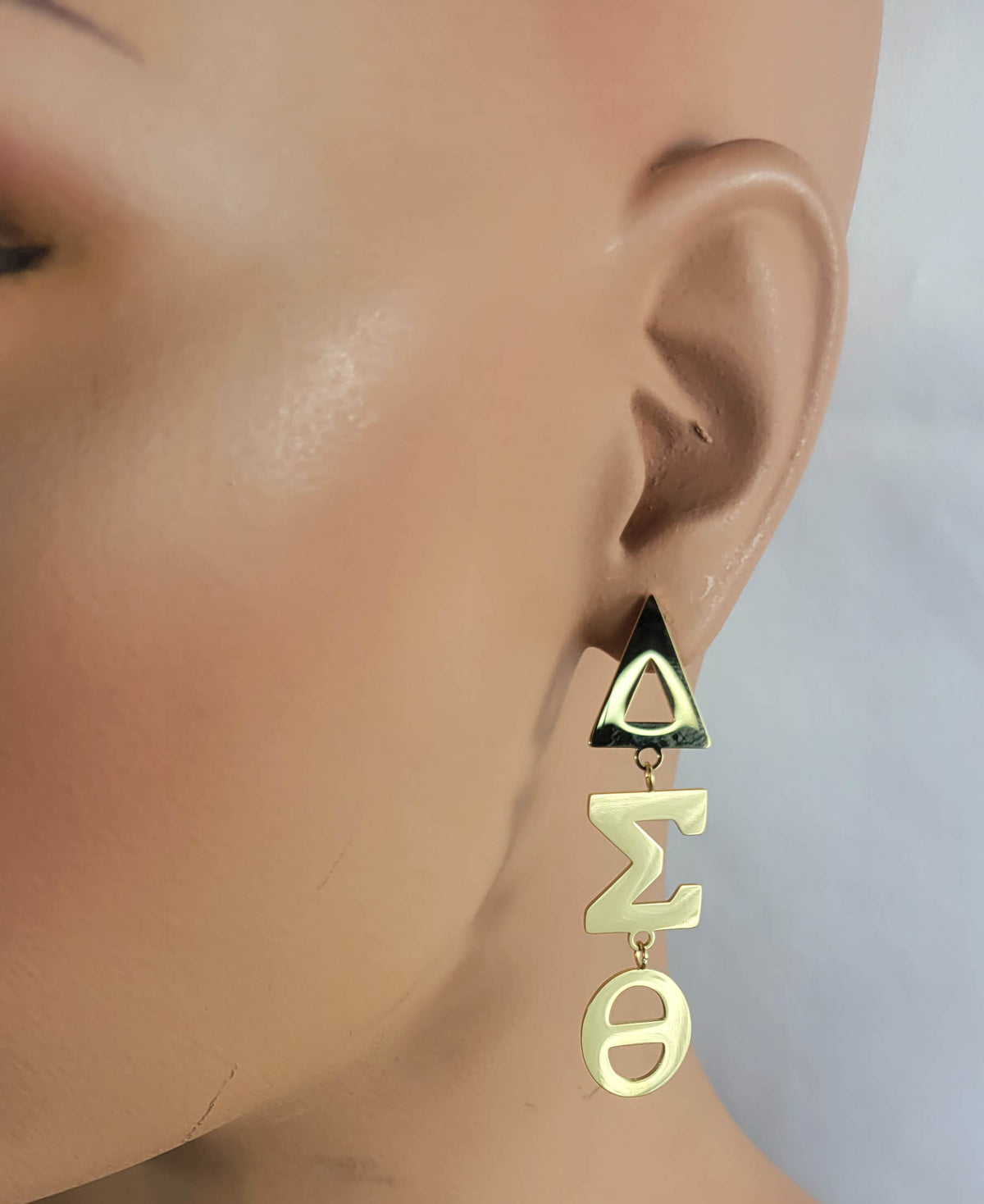 Delta Gold 3 Letter Earrings