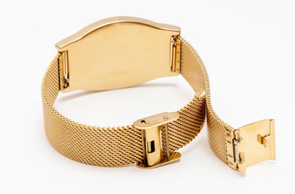 Delta 3 Letter Red Gold SS Crystal Mesh Band Bracelet