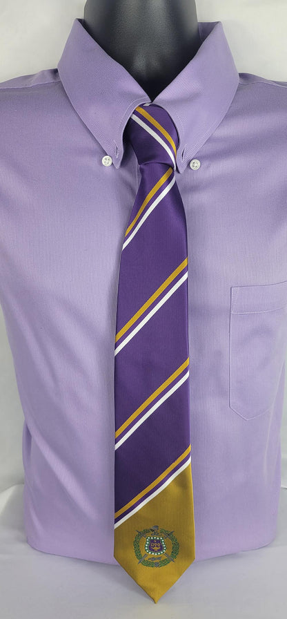 Omega Purple Broad Stripe Crest Tie