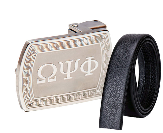 OMEGA SILVER 3 LETTER LEATHER BELT SET