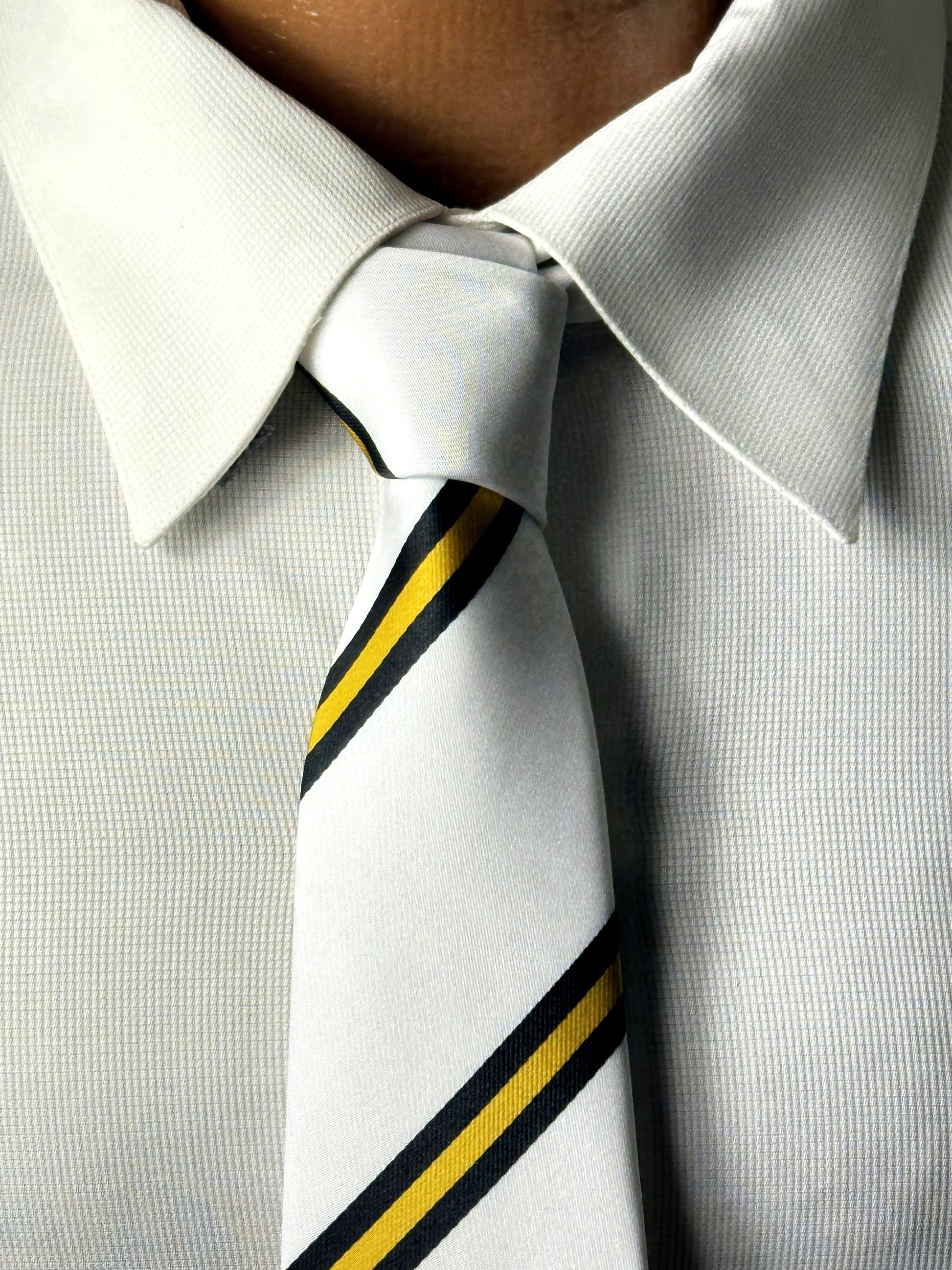 Alpha White Gold Stripe Tie | Worldwide Origins Alpha White Gold Stripe Tie | Worldwide Origins