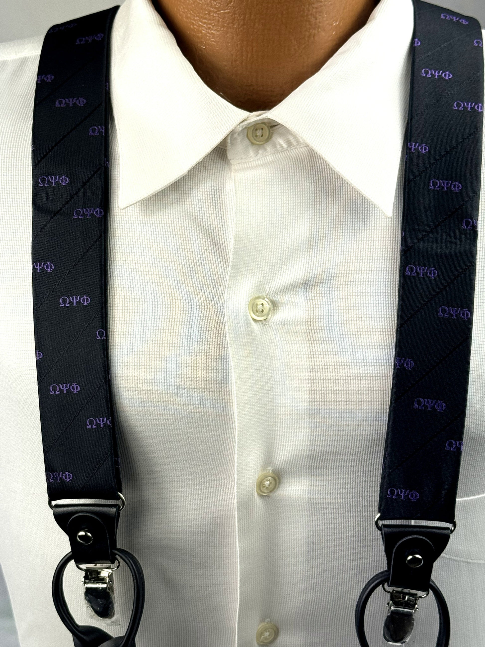 Omega Black & Purple Suspenders at Worldwide Origins Omega Black & Purple Suspenders at Worldwide Origins