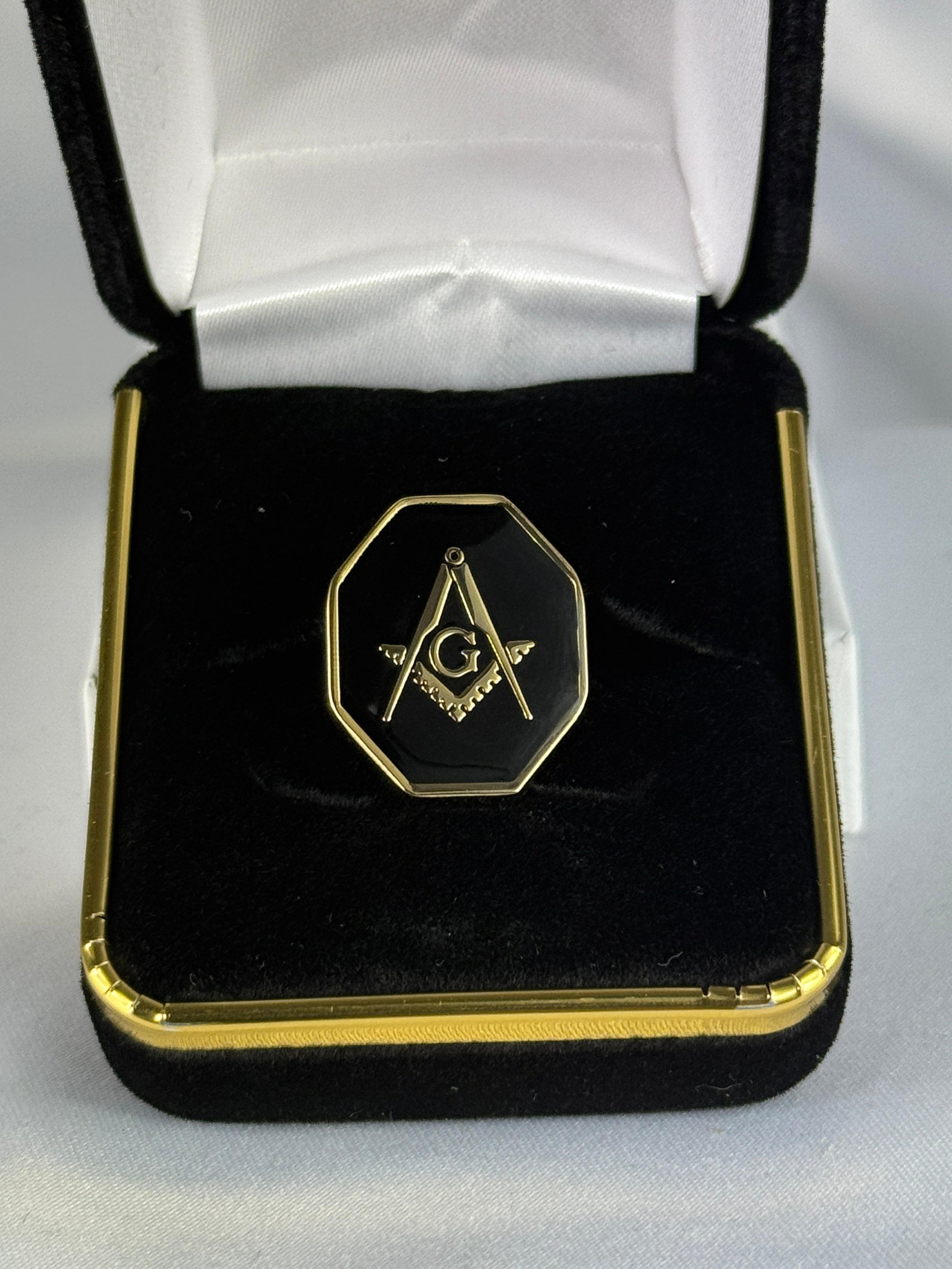 Octagonal Metal Pin Masonic Black Gold Round Octagon Lapel Pin – Worldwide Origins