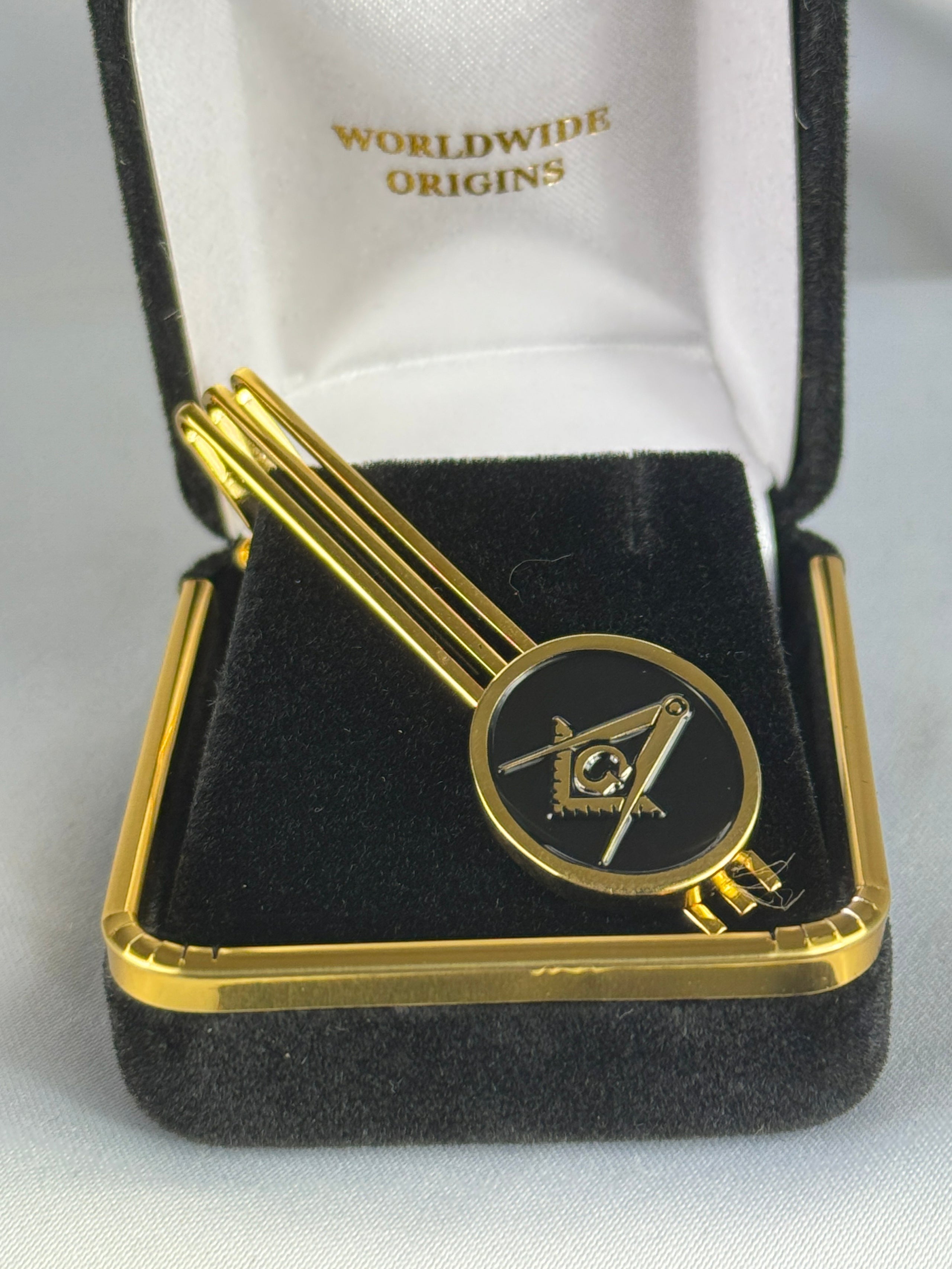 Masonic Black Gold Round Tie Bar – Worldwide Origins