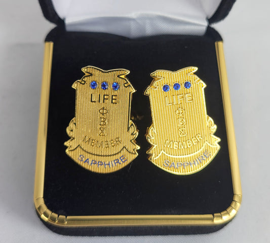 Pbs Sapphire Stone Life Member Cuff Links