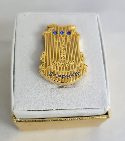 Pbs Sapphire Stone Life Member Lapel Pin