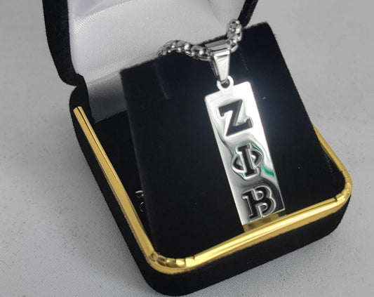 Zeta 3 Letter Silver Vertical Bar Earrings
