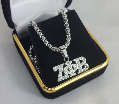 ZETA 3 LETTER SILVER CRYSTAL NECKLACE