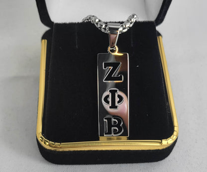 Zeta 3 Letter Silver Vertical Bar Earrings