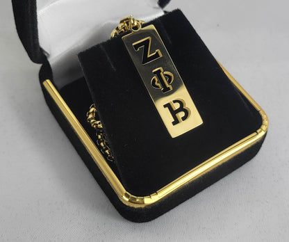 Zeta 3 Letter Gold Vertical Bar Necklace